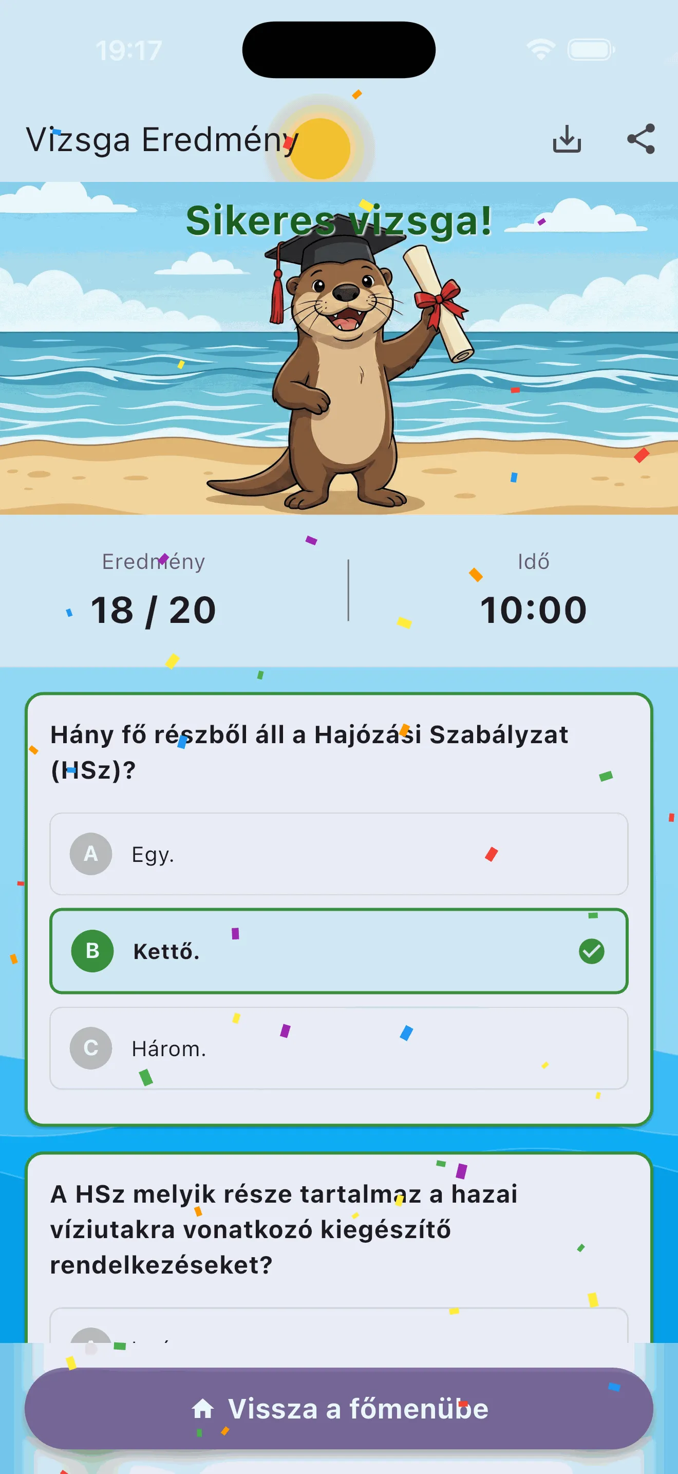 Hajóra fel! app – tanulási profil és rangok